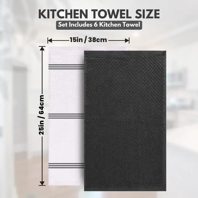 Alt view image 4 of 7 - 100% Cotton Kitchen Towels - 15x25 Inch Ultra Soft Tea Towels Super Absorbent Terry Dish Towels for Kitchen Linens |Grey|