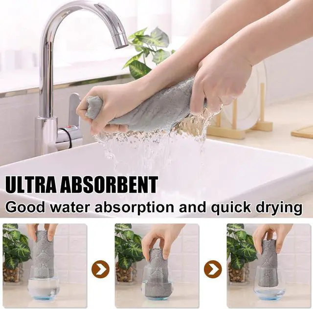 Alt view image 3 of 7 - 12 Pack Kitchen Dish Cloths (10 x 10 Inches Grey) Super Soft and Absorbent Coral Velvet Dish Towels Nonstick Oil Fast Drying Microfiber Cleaning Cloth No Lint Household Dishcloths