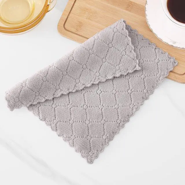 Alt view image 7 of 7 - 12 Pack Kitchen Dish Cloths (10 x 10 Inches Grey) Super Soft and Absorbent Coral Velvet Dish Towels Nonstick Oil Fast Drying Microfiber Cleaning Cloth No Lint Household Dishcloths