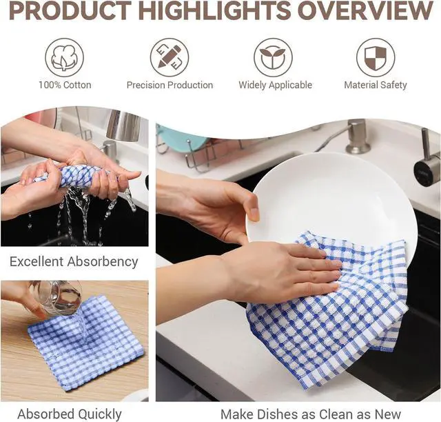 Alt view image 3 of 7 - 12 Packs Kitchen Dishcloths 12x12 Inches 100% Cotton Kitchen Dish Cloths for Washing Dishes Scrubbing Wash Cloths Dish Towels Sets (Mix Color)