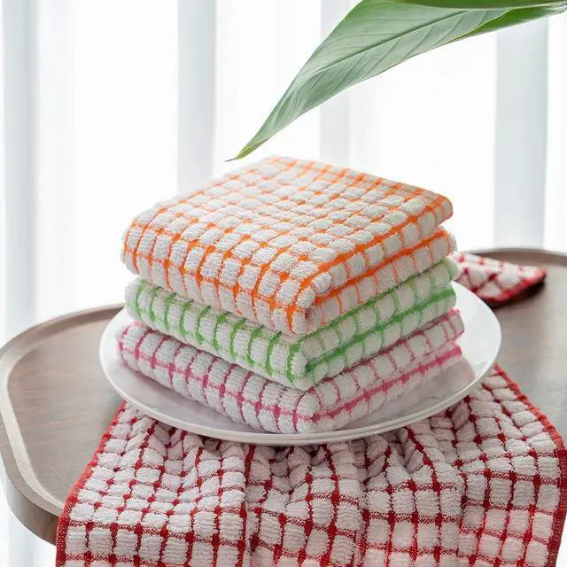 Alt view image 4 of 7 - 100% Cotton Kitchen Towels and Dishcloths Set Set of 18 Kitchen Towels Set 6Pcs 16 x 25 Inches and 12Pcs 12 x 12 Inches Checkered Designed Super Soft and Absorbent Kitchen Towels Sets