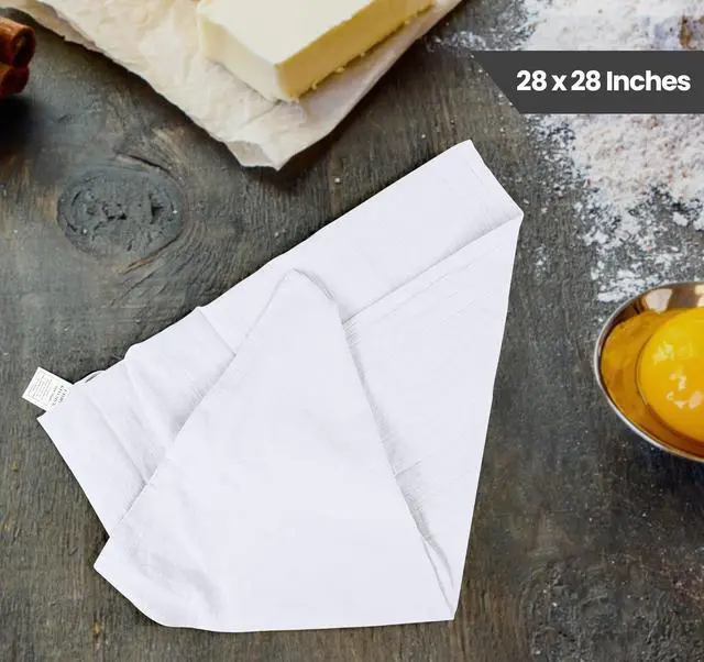 Alt view image 2 of 7 - White Flour Sack Towels [12 Pack - 28 x 28 Inch] 100% Cotton Tea Towels for Cleaning & Drying - Highly Absorbent Kitchen Dish Cloth