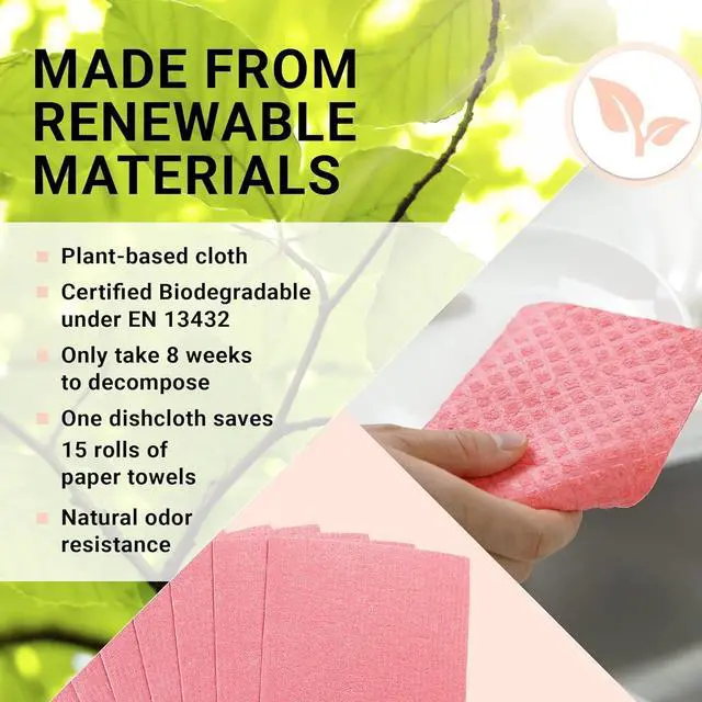 Alt view image 3 of 7 - Swedish Dishcloth Cellulose Sponge Cloths C Bulk 10 Pack of Eco-Friendly No Odor Reusable Cleaning Cloths for Kitchen C Absorbent Dish Cloth Hand Towel (10 Dishcloths C Assorted)