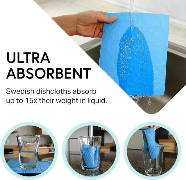 Alt view image 6 of 7 - Swedish Dishcloth Cellulose Sponge Cloths C Bulk 10 Pack of Eco-Friendly No Odor Reusable Cleaning Cloths for Kitchen C Absorbent Dish Cloth Hand Towel (10 Dishcloths C Assorted)