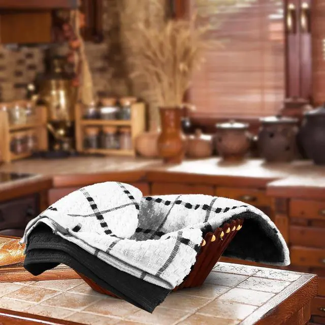 Alt view image 5 of 7 - Utopia Kitchen Towels 12 Pack 15 by 25 Inches 100% Ring Spun Cotton Super Soft and Absorbent Linen Dish Tea and Bar Towels Set Black