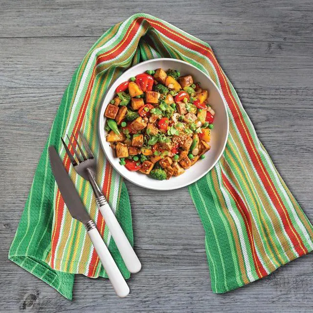Alt view image 6 of 7 - Salsa Stripe Kitchen Towels 100% Cotton Dish Towels for Kitchen Multi Color Highly Absorbent Multi-Purpose Waffle Dish Cloths for Cleaning Soft Hand Bar Towels 20x30 Inches (Set of 8)