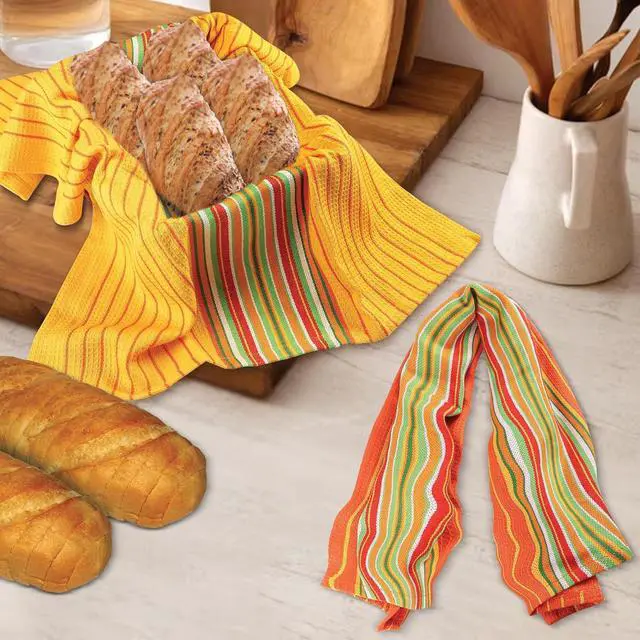 Alt view image 7 of 7 - Salsa Stripe Kitchen Towels 100% Cotton Dish Towels for Kitchen Multi Color Highly Absorbent Multi-Purpose Waffle Dish Cloths for Cleaning Soft Hand Bar Towels 20x30 Inches (Set of 8)
