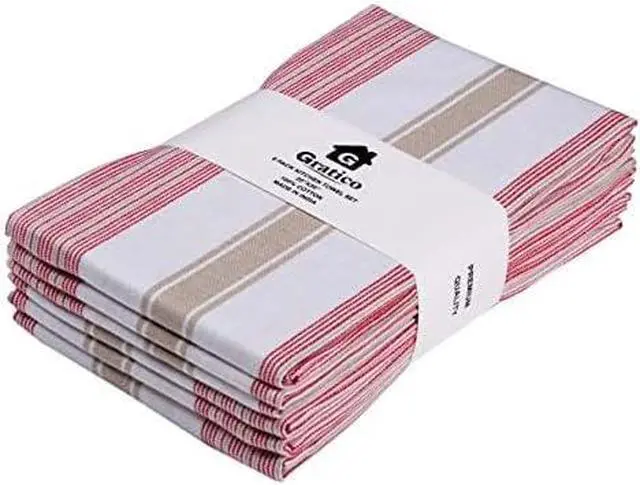 Main image of Premium Kitchen Towels and Cotton Dish Towels 20x30 Inches Set of 6 Red/Beige/Ivory Dish Cloths for Washing Dishes Hand Towels for Kitchen Tea Towels & Bar Mops for Kitchen