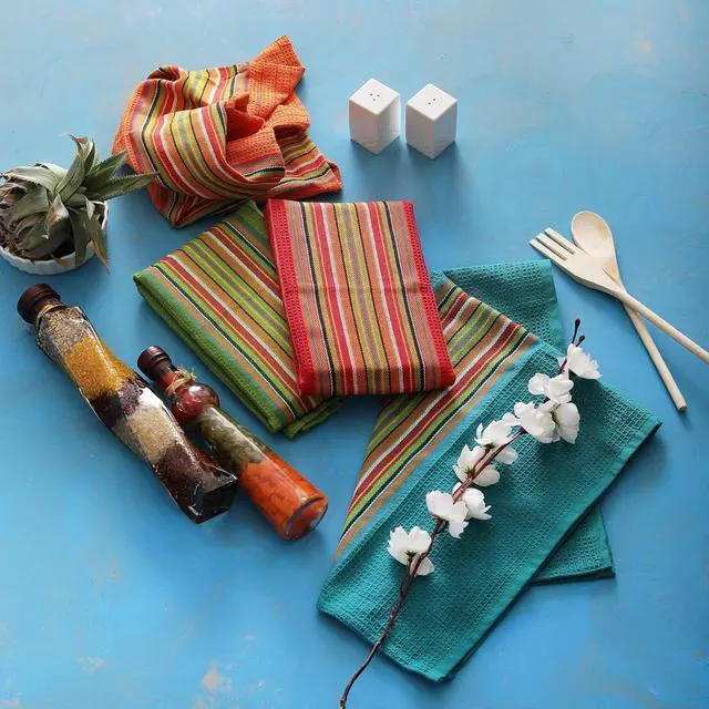 Alt view image 3 of 6 - Salsa Kitchen Towels 100% Cotton Dish Towels for Kitchen Set of 8 (16x28 Inches) Multi-Purpose Kitchen Essentials Soft and Highly Absorbent Hand Towels Waffle Design Tea Towels