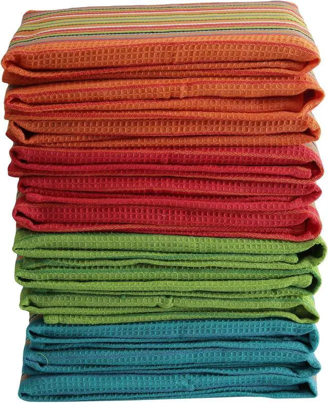 Alt view image 5 of 6 - Salsa Kitchen Towels 100% Cotton Dish Towels for Kitchen Set of 8 (16x28 Inches) Multi-Purpose Kitchen Essentials Soft and Highly Absorbent Hand Towels Waffle Design Tea Towels