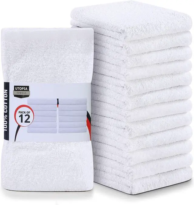 Main image of Kitchen Bar Mops Pack of 12 16 by 19 Inches 100% Cotton Super Absorbent White Towels Multi-Purpose Cleaning Towels for Home and Kitchen Bars