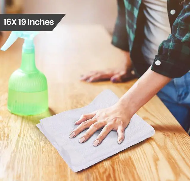 Alt view image 2 of 7 - Kitchen Bar Mops Pack of 12 16 by 19 Inches 100% Cotton Super Absorbent White Towels Multi-Purpose Cleaning Towels for Home and Kitchen Bars