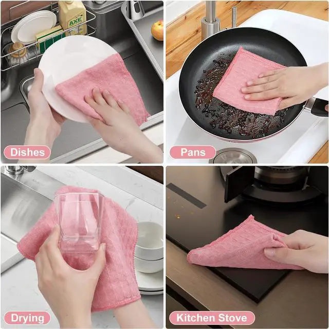 Alt view image 3 of 6 - Kitchen Towels Waffle Dish Cloths - 12Pack Soft Dish Towels for Washing Dishes 12x12 Highly Absorbent Tea Towels for Kitchen Drying Dish Rags Washcloths for Kitchen Cleaning Set