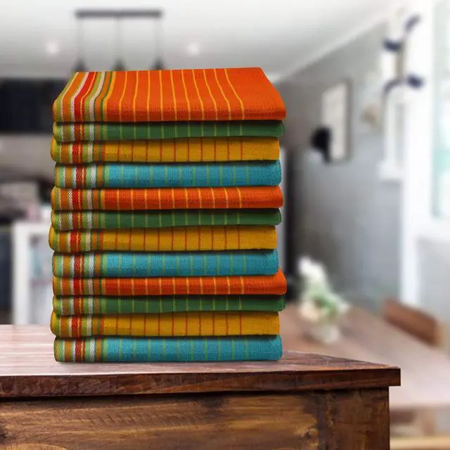 Alt view image 2 of 7 - Kitchen Towels (20x28 Inches 12 Pack) Extra Large Premium Stripes Dish Towels for Kitchen Dish Cloths Highly Absorbent 100% Cotton Kitchen Hand Towels with Hanging Loop Tea Towels