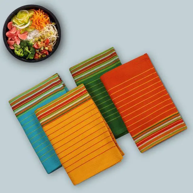 Alt view image 4 of 7 - Kitchen Towels (20x28 Inches 12 Pack) Extra Large Premium Stripes Dish Towels for Kitchen Dish Cloths Highly Absorbent 100% Cotton Kitchen Hand Towels with Hanging Loop Tea Towels