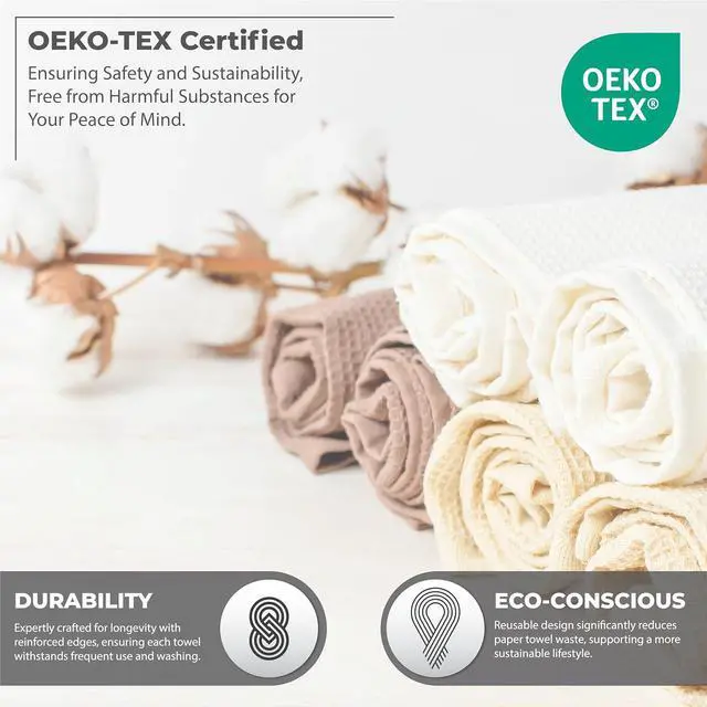 Alt view image 4 of 7 - Dishcloths 100% Turkish Cotton Dish Towels Waffle Pattern Hand Towels 12x12 Premium Towels for Kitchen Ultra Soft & Absorbent Washcloths 4 Packs Reuseable Lint Free (White)