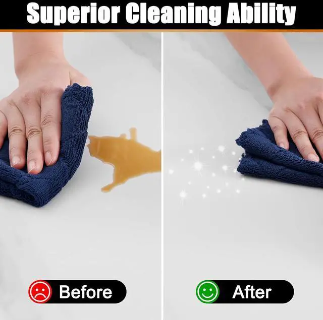 Alt view image 4 of 7 - 12 Pack Kitchen Cloths Dish Towels (10 x 10 Dark Grey & Navy Blue) Super Soft and Absorbent Dish Cloths Coral Velvet Microfiber Cleaning Cloth Nonstick Oil Fast Dry Dishcloths