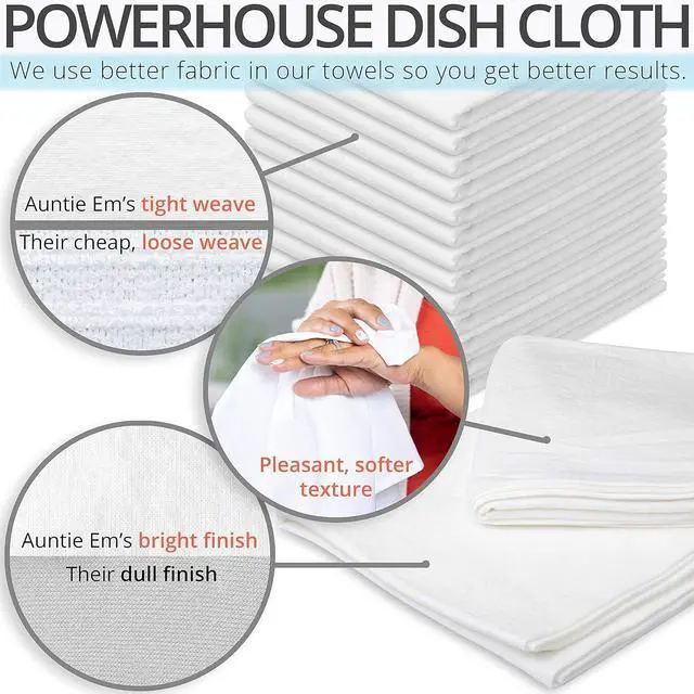 Alt view image 2 of 7 - Aunti Ems Kitchen Flour Sack Dish Towels - Natural Cotton for Embroidery and Drying Glass Hand Dinnerware - Plain Thick Zero-Lint - Highly Absorbent - Set of 13 27 x 27 Inch White