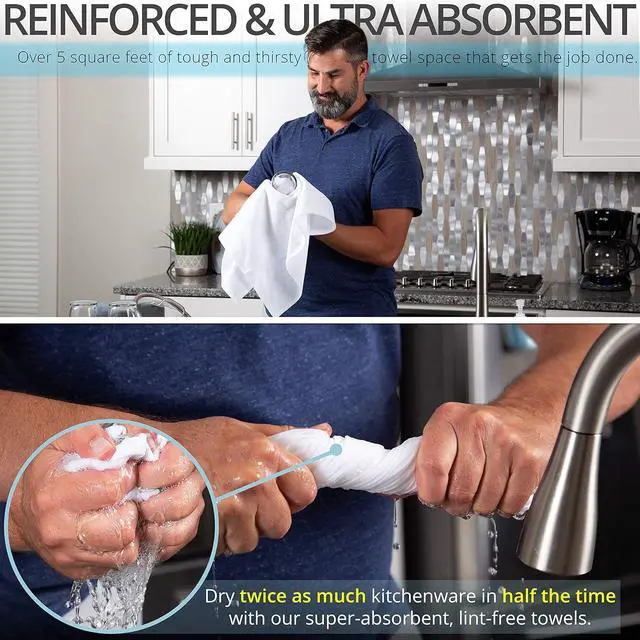 Alt view image 5 of 7 - Aunti Ems Kitchen Flour Sack Dish Towels - Natural Cotton for Embroidery and Drying Glass Hand Dinnerware - Plain Thick Zero-Lint - Highly Absorbent - Set of 13 27 x 27 Inch White