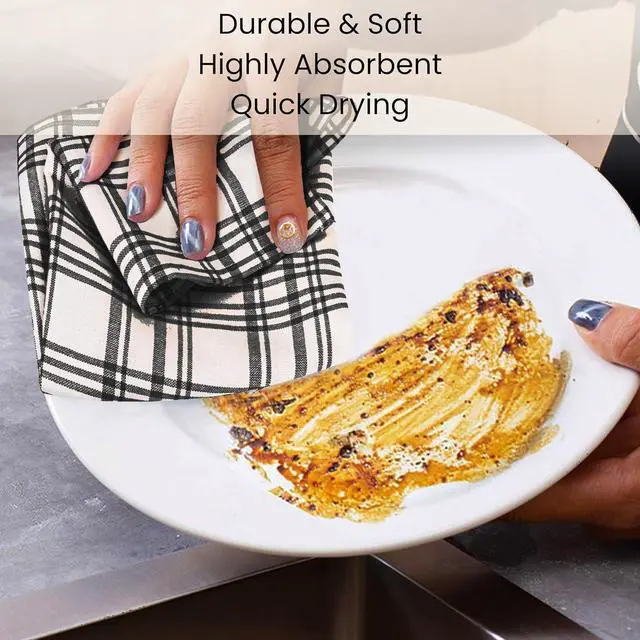 Alt view image 6 of 7 - Assorted Kitchen Towels 5 Pack C Soft Absorbent Quick Drying Table & Kitchen Linen - Dish Towels Dish Cloths Tea Towels and Cleaning Towels with Hanging Loop C 16x28 / Black White