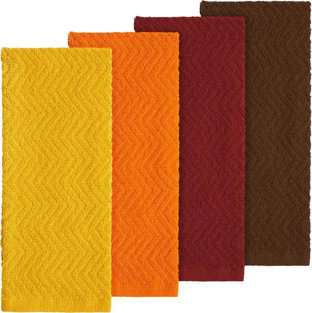 Alt view image 2 of 6 - 100% Cotton Kitchen Towels 15 x 25 Absorbent Dish Towels [Premium Quality 400 GSM] Fall Set (Pack of 4)