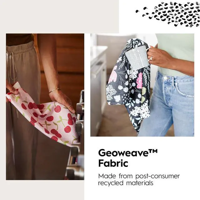 Alt view image 4 of 6 - Kitchen Dish Cloths - Quick Dry Dishcloths for Kitchen - Premium Dish Rags with Geoweave - 3-Pack Set (Tiny Petals)