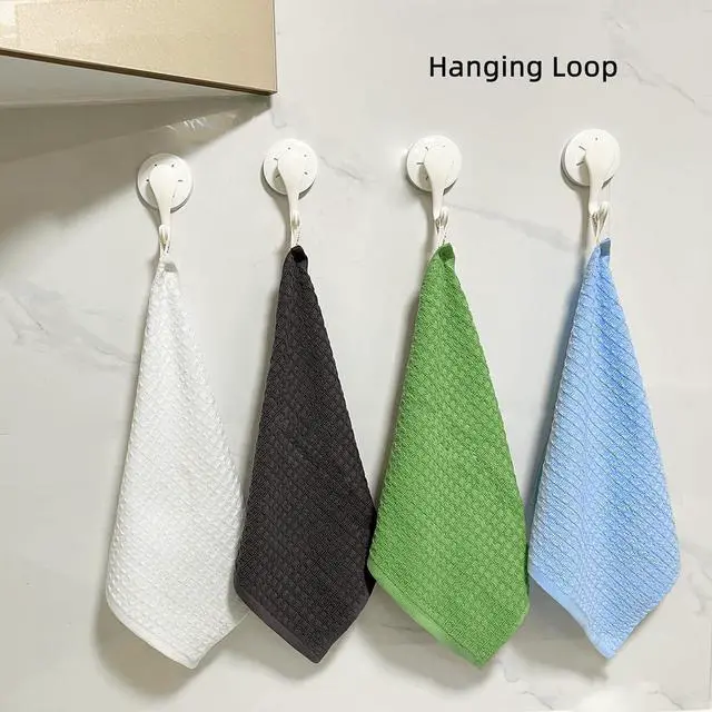 Alt view image 5 of 7 - Cotton Dishcloths Set for Home and Kitchen Cleaning - 12x12 Inches Pack of 6- Dish Cloths Dish Towels Dish Rags - with Hanging Loop - 100% Cotton Soft Absorbent (White 6)