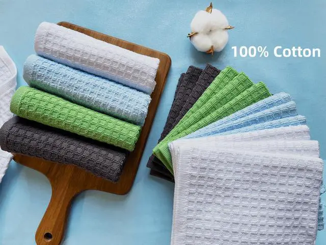 Alt view image 7 of 7 - Cotton Dishcloths Set for Home and Kitchen Cleaning - 12x12 Inches Pack of 6- Dish Cloths Dish Towels Dish Rags - with Hanging Loop - 100% Cotton Soft Absorbent (White 6)