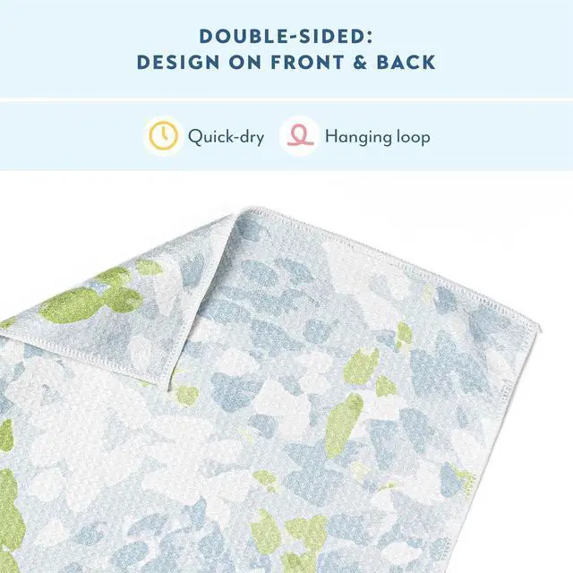 Alt view image 4 of 6 - Microfiber Kitchen Dish Cloth Set Quick-Dry & Absorbent Waffle Weave Cleaning Towels Set of 6 Wash Cloths Paper Towels & Sponge Alternative (Magnolias & Stripe)