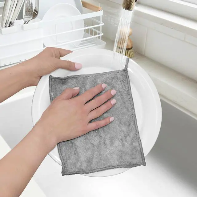 Alt view image 3 of 7 - Bambou Odor-Free Kitchen Washcloths - Natural Kitchen Dish Cloths 91% Bamboo-Derived Rayon Cellulose Fiber Reusable Absorbent Hygienic Fast Dry Durable Non-Scratch Lint-Free - 6 pcs 7x9