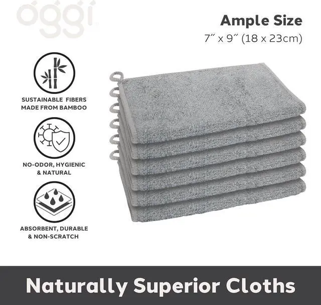 Alt view image 2 of 7 - Bambou Odor-Free Kitchen Washcloths - Natural Kitchen Dish Cloths 91% Bamboo-Derived Rayon Cellulose Fiber Reusable Absorbent Hygienic Fast Dry Durable Non-Scratch Lint-Free - 6 pcs 7x9