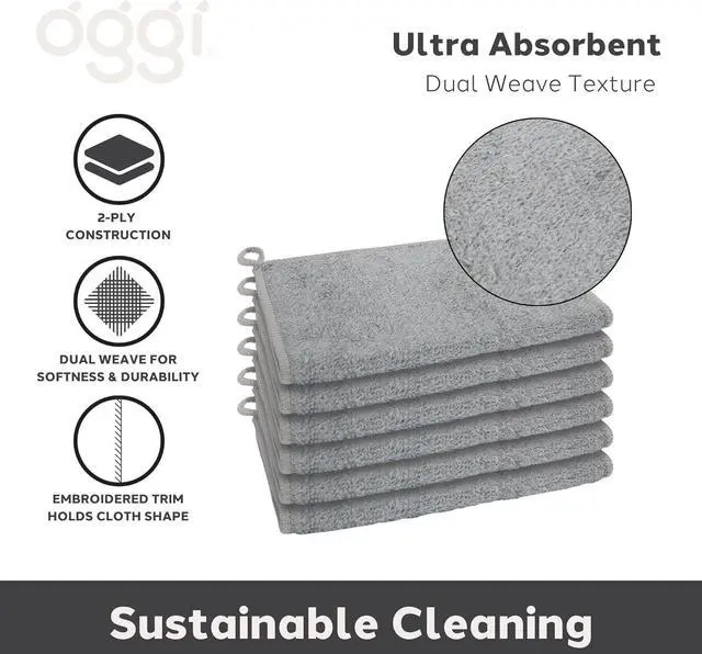 Alt view image 5 of 7 - Bambou Odor-Free Kitchen Washcloths - Natural Kitchen Dish Cloths 91% Bamboo-Derived Rayon Cellulose Fiber Reusable Absorbent Hygienic Fast Dry Durable Non-Scratch Lint-Free - 6 pcs 7x9