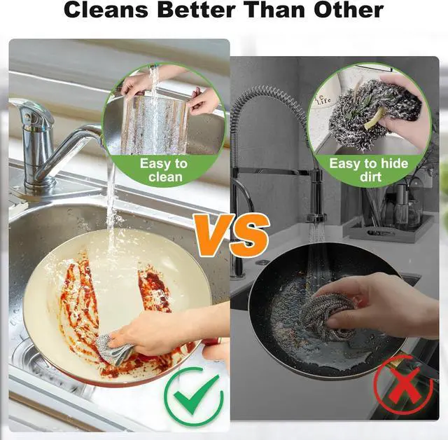 Alt view image 3 of 6 - 10pcs Non Scratch Wire Dishcloth Multipurpose Wire Dishwashing Rag for Wet and Dry Metal Scrubbers for Cleaning Dishes Dual-Sided Kitchen Cleaning Cloth with Mesh Cleaning Tool for Pot Blue