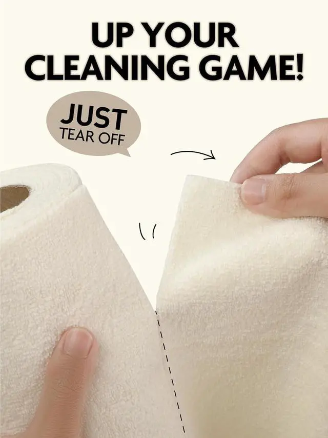 Alt view image 2 of 7 - Tear-Away Dish Cloth - 40 Sheets - 10 by 10 Reusable Washable Kitchen Towel Rolls Super Absorbent and Thick Microfiber Cleaning Cloths (2 Rolls of Beige and Grayish)