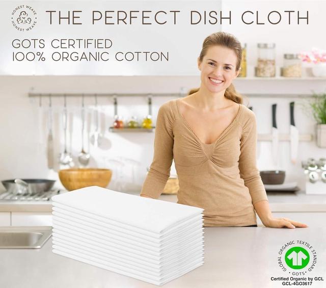 Alt view image 5 of 7 - GOTS Certified 100% Organic Flour Sack Cotton Kitchen Hand and Dish Towel Sets - Extra Large 27x27 inches Fully Hemmed 12-Pack Natural Tan