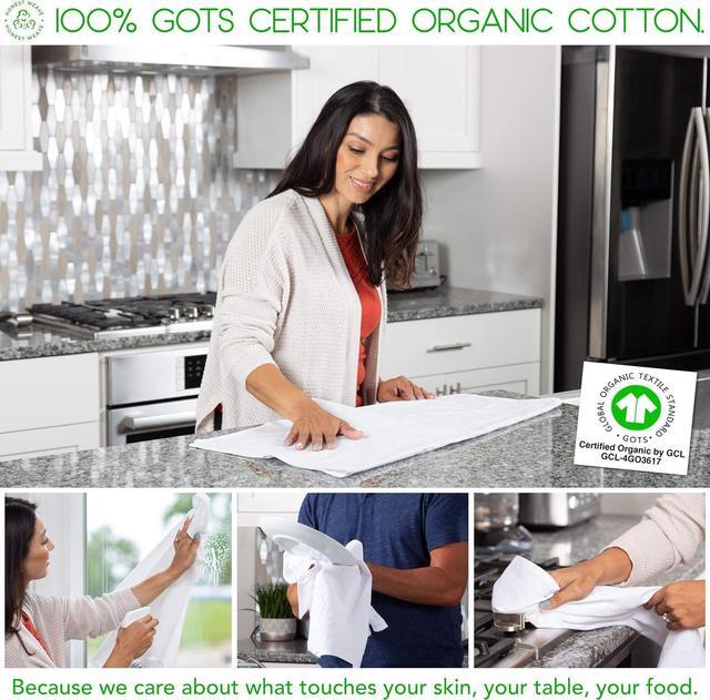 Alt view image 7 of 7 - GOTS Certified 100% Organic Flour Sack Cotton Kitchen Hand and Dish Towel Sets - Extra Large 27x27 inches Fully Hemmed 12-Pack Natural Tan