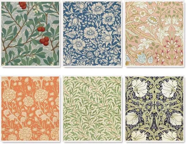 Main image of William Morris Swedish Kitchen Dishcloth Vintage Floral Absorbent Cotton Kitchen Towel Colorful Flower Dish Towel for Party Home Housewarming Cleaning Counter Wipes 7 x 8 Inch 6Pcs