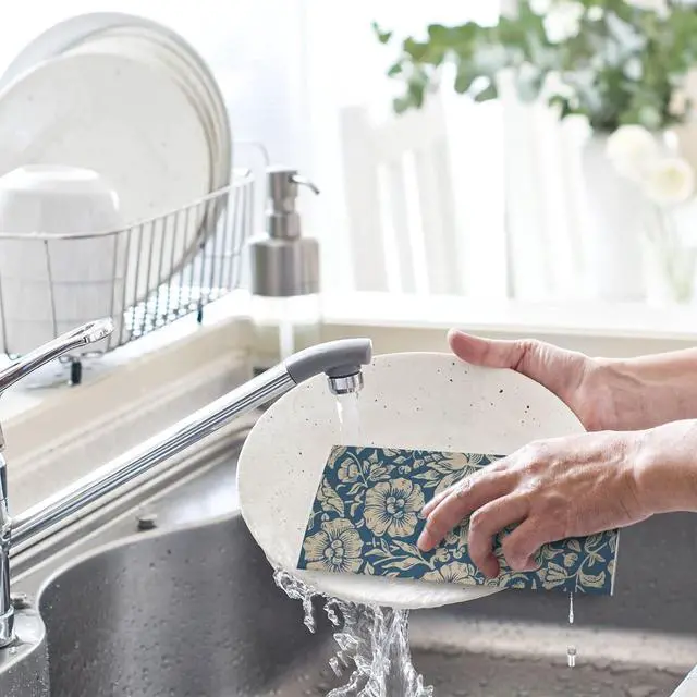 Alt view image 7 of 7 - William Morris Swedish Kitchen Dishcloth Vintage Floral Absorbent Cotton Kitchen Towel Colorful Flower Dish Towel for Party Home Housewarming Cleaning Counter Wipes 7 x 8 Inch 6Pcs