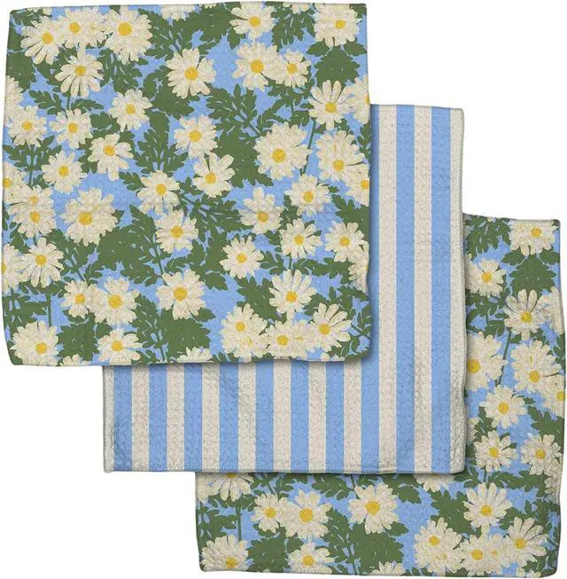 Main image of Kitchen Dish Cloths - Quick Dry Dishcloths for Kitchen - Premium Dish Rags with Geoweave (Daisy Sky)