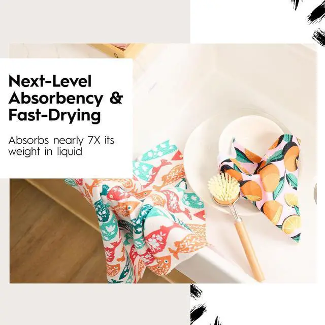 Alt view image 2 of 7 - Kitchen Dish Cloths - Quick Dry Dishcloths for Kitchen - Premium Dish Rags with Geoweave (Daisy Sky)