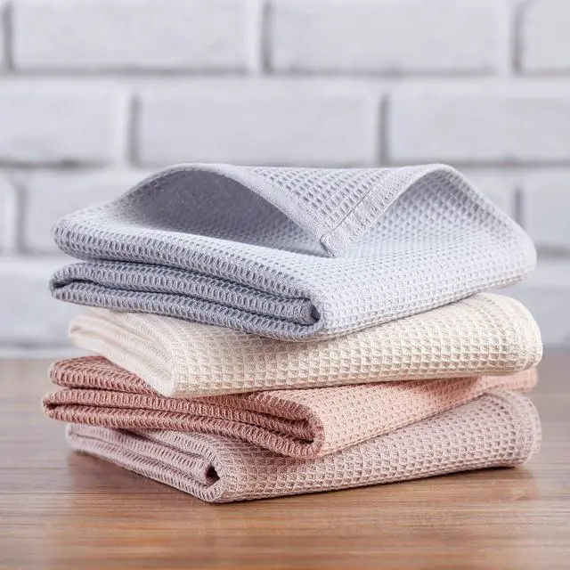 Alt view image 2 of 6 - Dish Towel Set 100% Cotton Waffle Weave Kitchen Towels 4 Pieces Super Absorbent (17 x 25 Inches Set of 4)