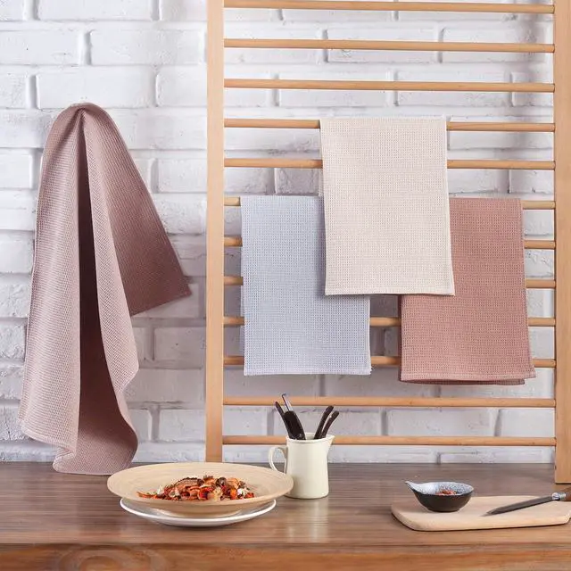 Alt view image 6 of 6 - Dish Towel Set 100% Cotton Waffle Weave Kitchen Towels 4 Pieces Super Absorbent (17 x 25 Inches Set of 4)