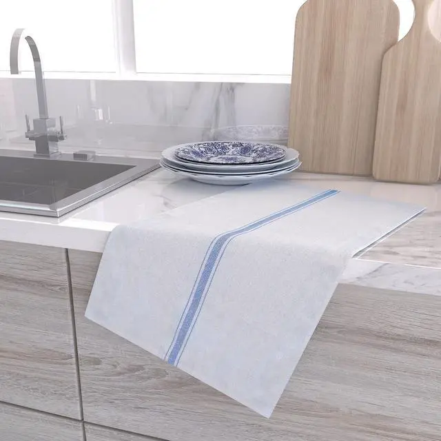 Alt view image 2 of 5 - RIVERSTREAM Dish Towels - 100% Cotton 14 x 25 Inches Super Absorbent Reusable Cleaning Kitchen Dish Towels Set (Blue 15-Pack)