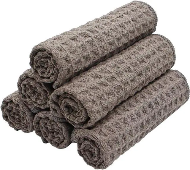 Alt view image 3 of 7 - Microfiber Kitchen Cleaning Cloth Thick Dish Rags Waffle Weave Washcloths Dish Cloths Ultra Absorbent Odor Free 12inch X 12inch 6 Pack Gray