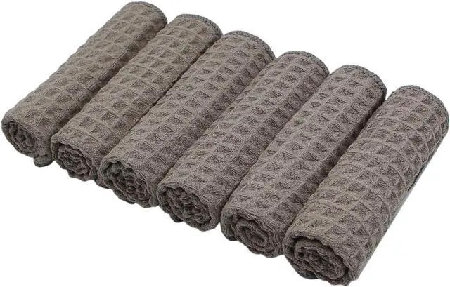 Alt view image 4 of 7 - Microfiber Kitchen Cleaning Cloth Thick Dish Rags Waffle Weave Washcloths Dish Cloths Ultra Absorbent Odor Free 12inch X 12inch 6 Pack Gray