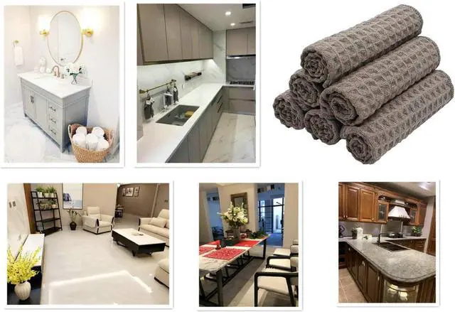 Alt view image 7 of 7 - Microfiber Kitchen Cleaning Cloth Thick Dish Rags Waffle Weave Washcloths Dish Cloths Ultra Absorbent Odor Free 12inch X 12inch 6 Pack Gray