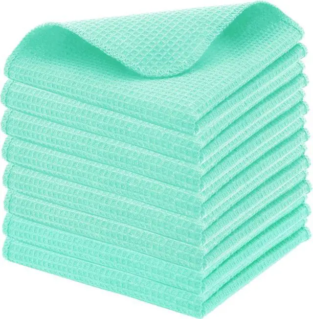 Main image of Dish Cloths and Dish Rags - 8 Pack Waffle Weave Solid Kitchen Dish Wash Cloths 100% Cotton 12 x 12 Inches Ultra Soft Absorbent Quick Drying - Spring Summer Easter - Turquoise