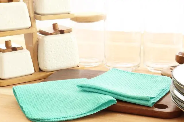Alt view image 2 of 6 - Dish Cloths and Dish Rags - 8 Pack Waffle Weave Solid Kitchen Dish Wash Cloths 100% Cotton 12 x 12 Inches Ultra Soft Absorbent Quick Drying - Spring Summer Easter - Turquoise
