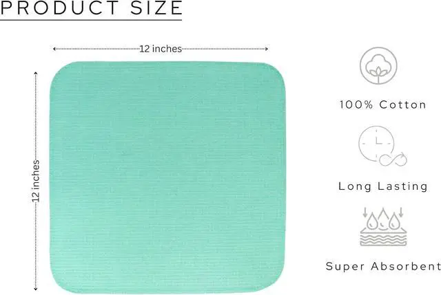 Alt view image 3 of 6 - Dish Cloths and Dish Rags - 8 Pack Waffle Weave Solid Kitchen Dish Wash Cloths 100% Cotton 12 x 12 Inches Ultra Soft Absorbent Quick Drying - Spring Summer Easter - Turquoise