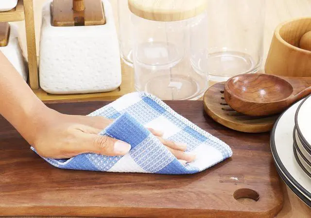 Alt view image 4 of 6 - Waffle Weave Plaid Dish Cloths 100% Cotton - 12 x 12 Inches Ultra Soft Absorbent Quick Drying Dish Towels Buffalo Check Dish Rags for Kitchen 6 Pack - Spring Summer Easter - Light Blue and White